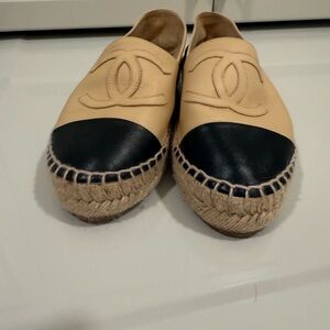 Chanel Beige and Black Espadrilles